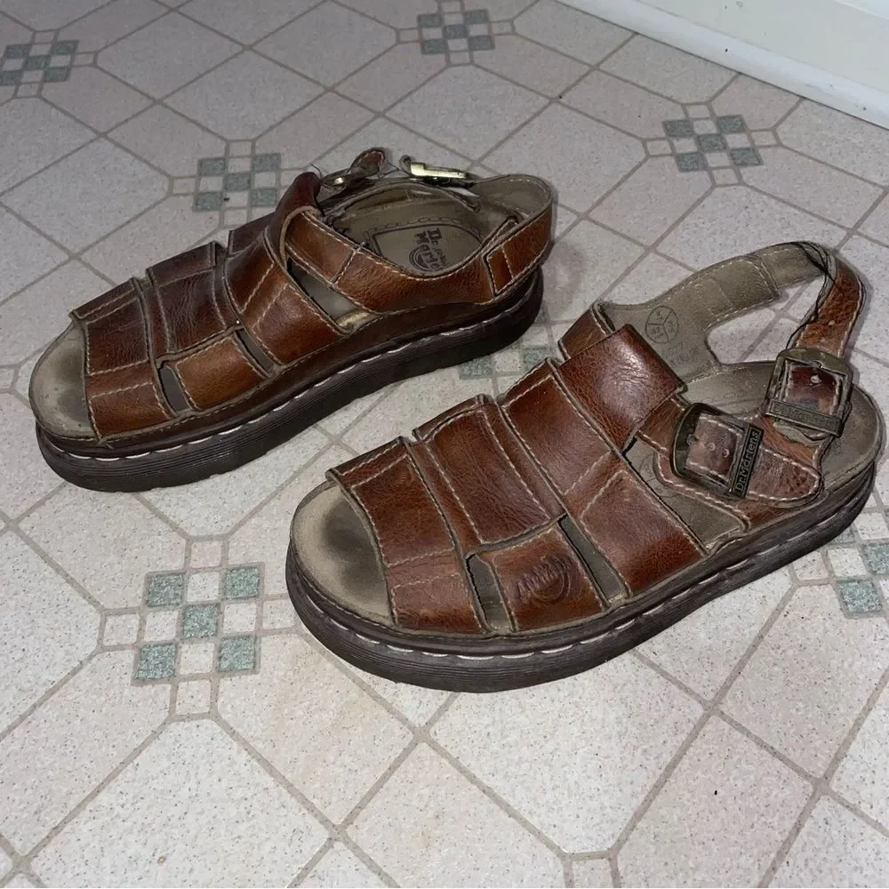 Dr. Martens 8577 Vintage England Fisherman Sandals Brown Leather Men US 9